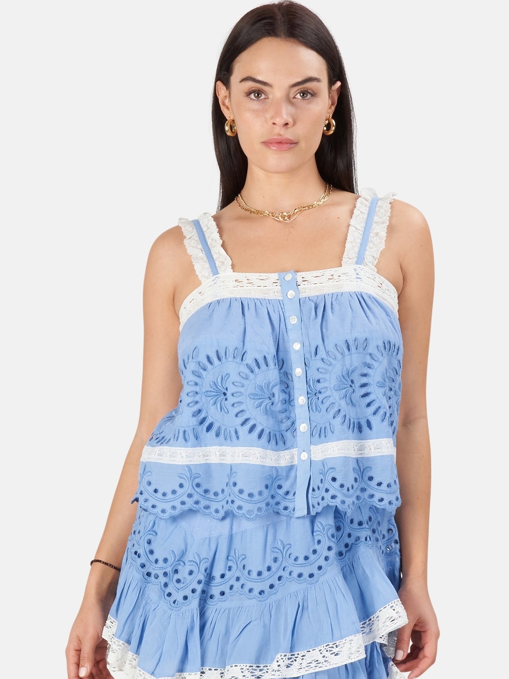 Love shack fancy Sully Eyelet Top Small